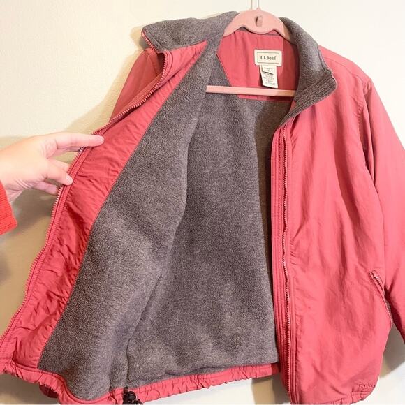 L.L.Bean Womens Collared Long Sleeve Full Zip Fleece Lining Jacket Red Medium - Picture 10 of 16